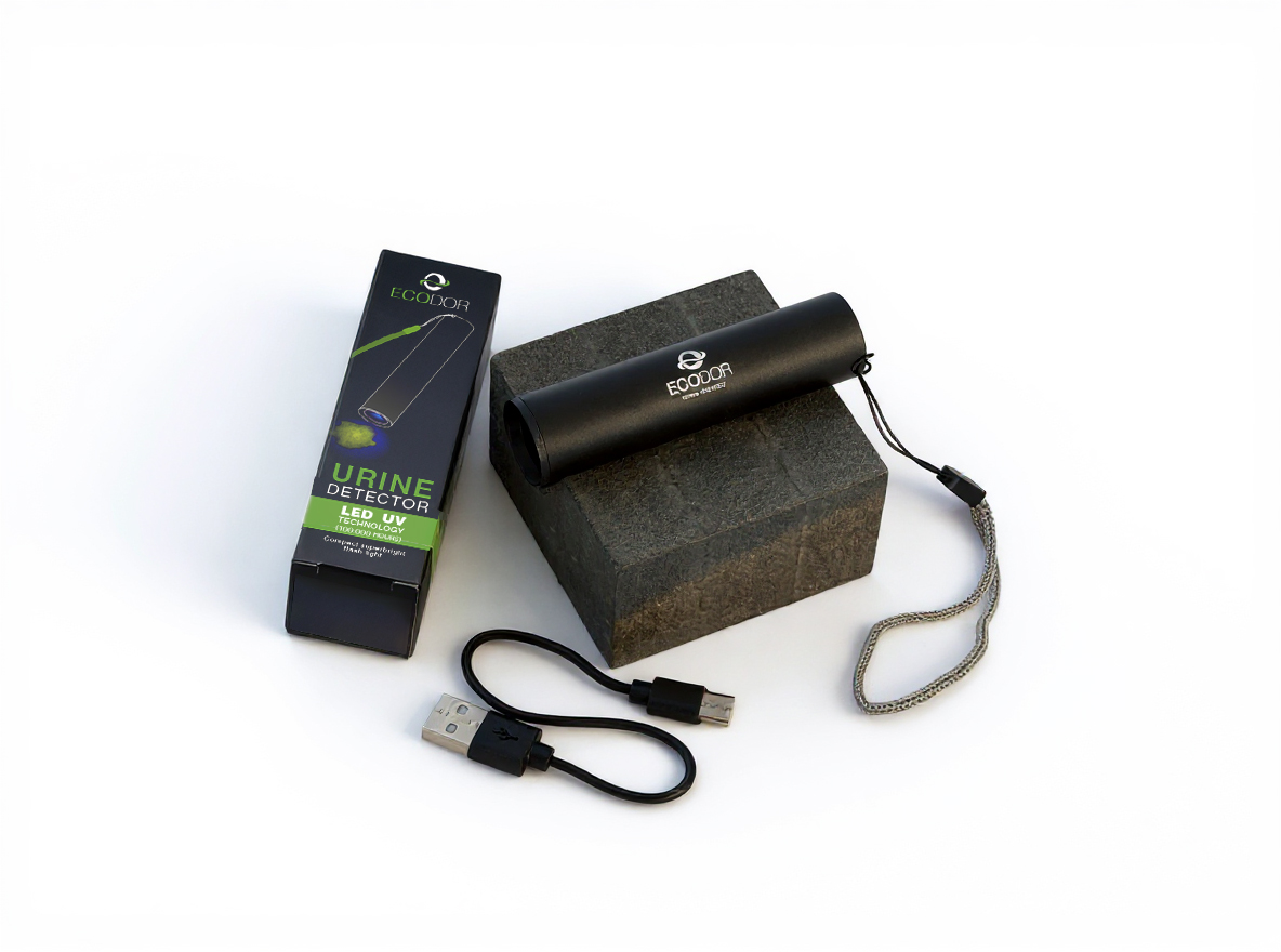 Rilevatore UV di urina ricaricabile Ecodor EcoLight posizionato sul tavolo